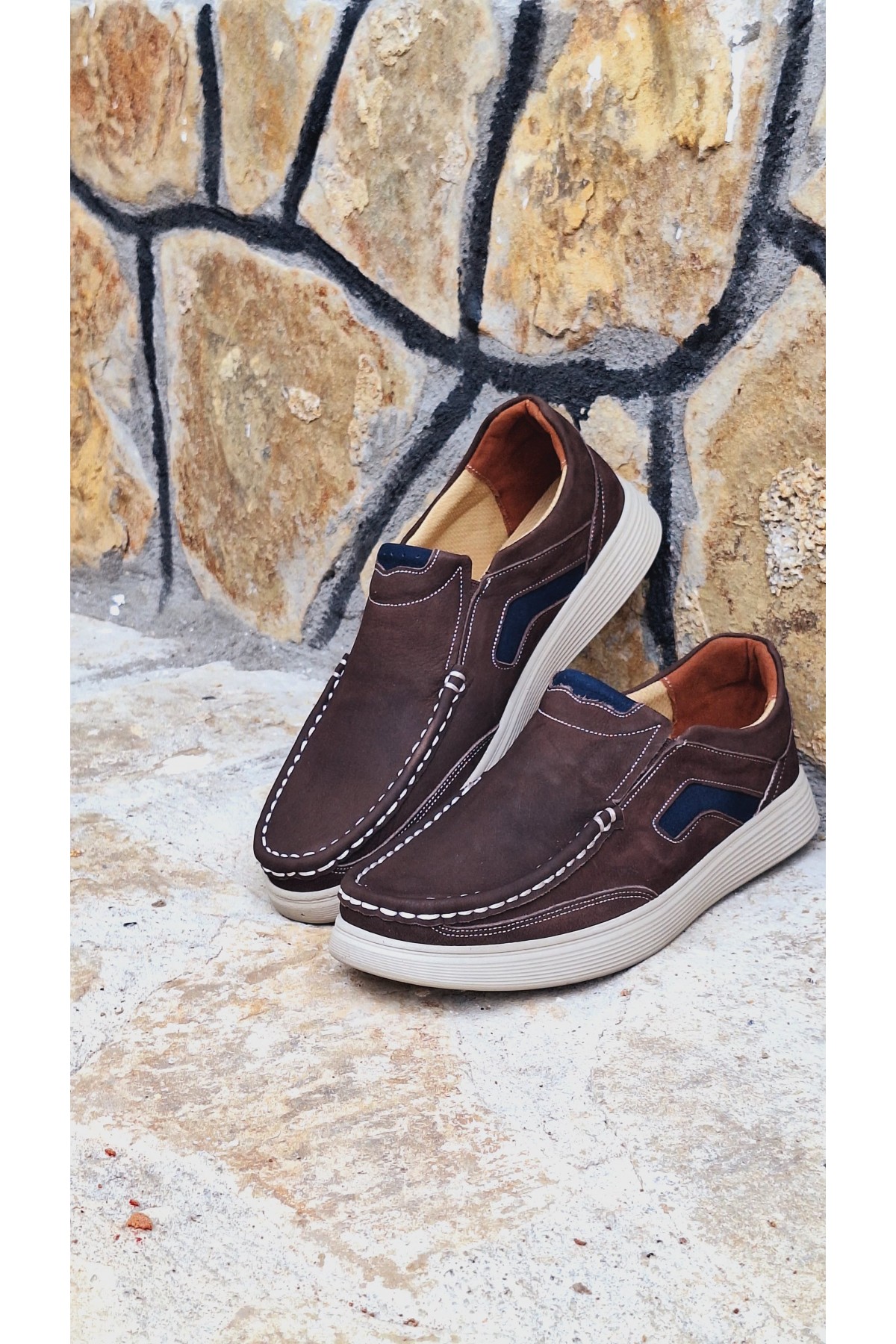 HON'S Nubuk Deri Erkek Ayakkabı Günlük Casual kahverengi Poli taban